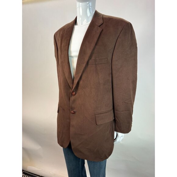 Ralph Lauren Brown Blazer 48R Mens Single Breasted Microfiber Made In Canada - Picture 11 of 13